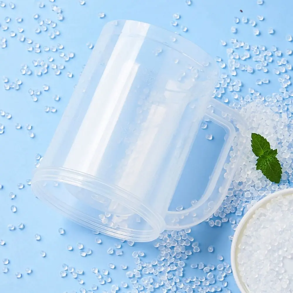 with Handle Liquid Refrigerator Frozen Cup PET/PP 20oz Double Wall Freezer Ice Mugs Thickened Transparent Beer Mugs