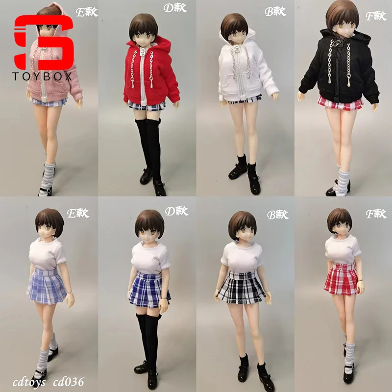 cdtoys cd036 1/12 Girl Zipper Sweater Pleated Skirt Suit JK Uniform Clothes Model Fit 6'' TBL Female Soldier Action Figure Body