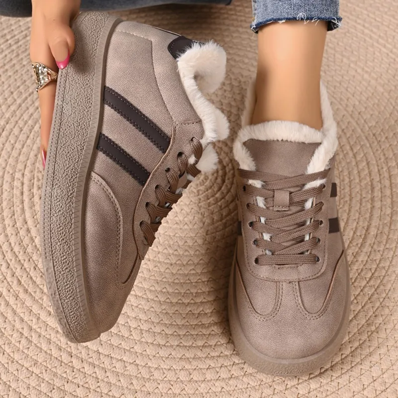 Winter Women's Vintage Color Blocking Comfortable Thick Sole Mid Heel Snow Boots 2026 New Women Fashionable Keep Warm Snow Boot
