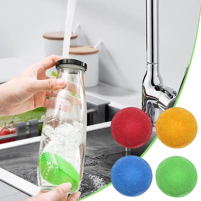 4PCS Multipurpose Cleaning sponge balls Water Bottle Glasses cermic Bottle Cleaner Tableware Brush Gadgets Kitchen accessories