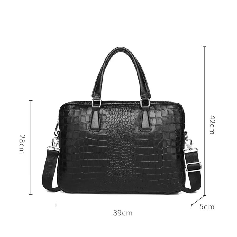 New Luxury Alligator Cow Genuine Leather Business Men\'s Briefcase Male Briefcase Shoulder Bag Men Messenger Laptop Computer Bags