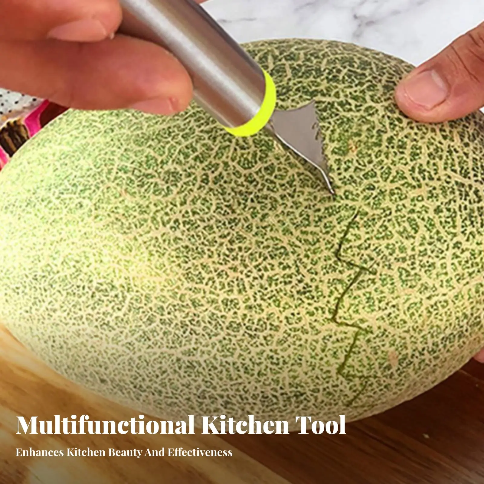 3 Pieces Stainless Steel Fruit Prep Tools Multifunctional Fruit Carving Tool Kit Fruit Baller Ladle Set Food Grade Mater