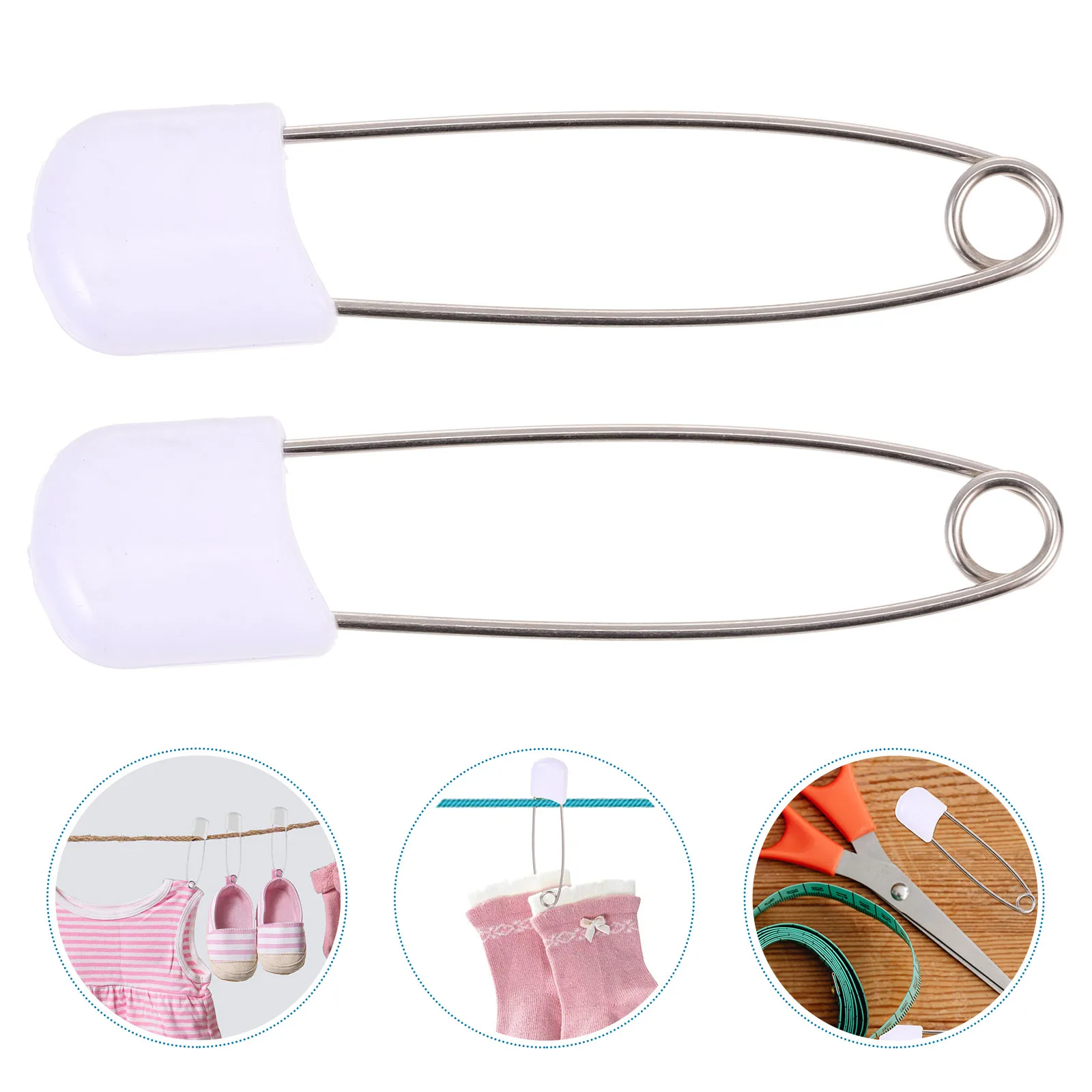

50 Pcs Diaper Pin White Safety Pins Clothing Brooch for Women Fashion Plastic Alloy Clothes
