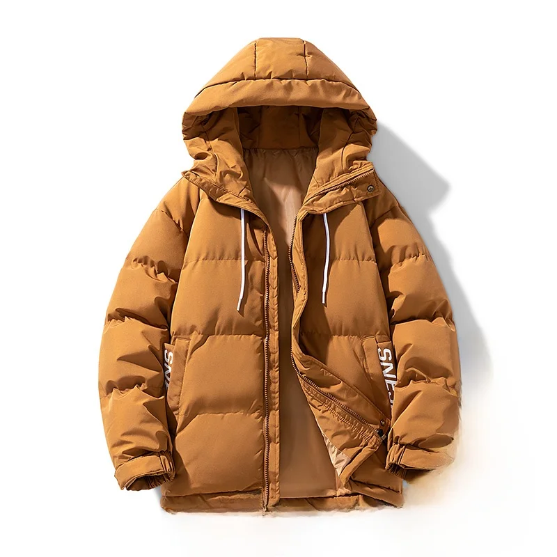 

Мужская модная теплая хлопковая куртка с капюшоном, повседневная, из полиэфирного волокна, объемного кроя, для пар, унисекс