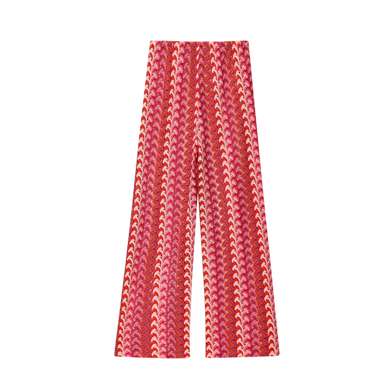 25 automne nouveau style européen et américain à la mode crochet tricoté taille haute pantalon droit décontracté