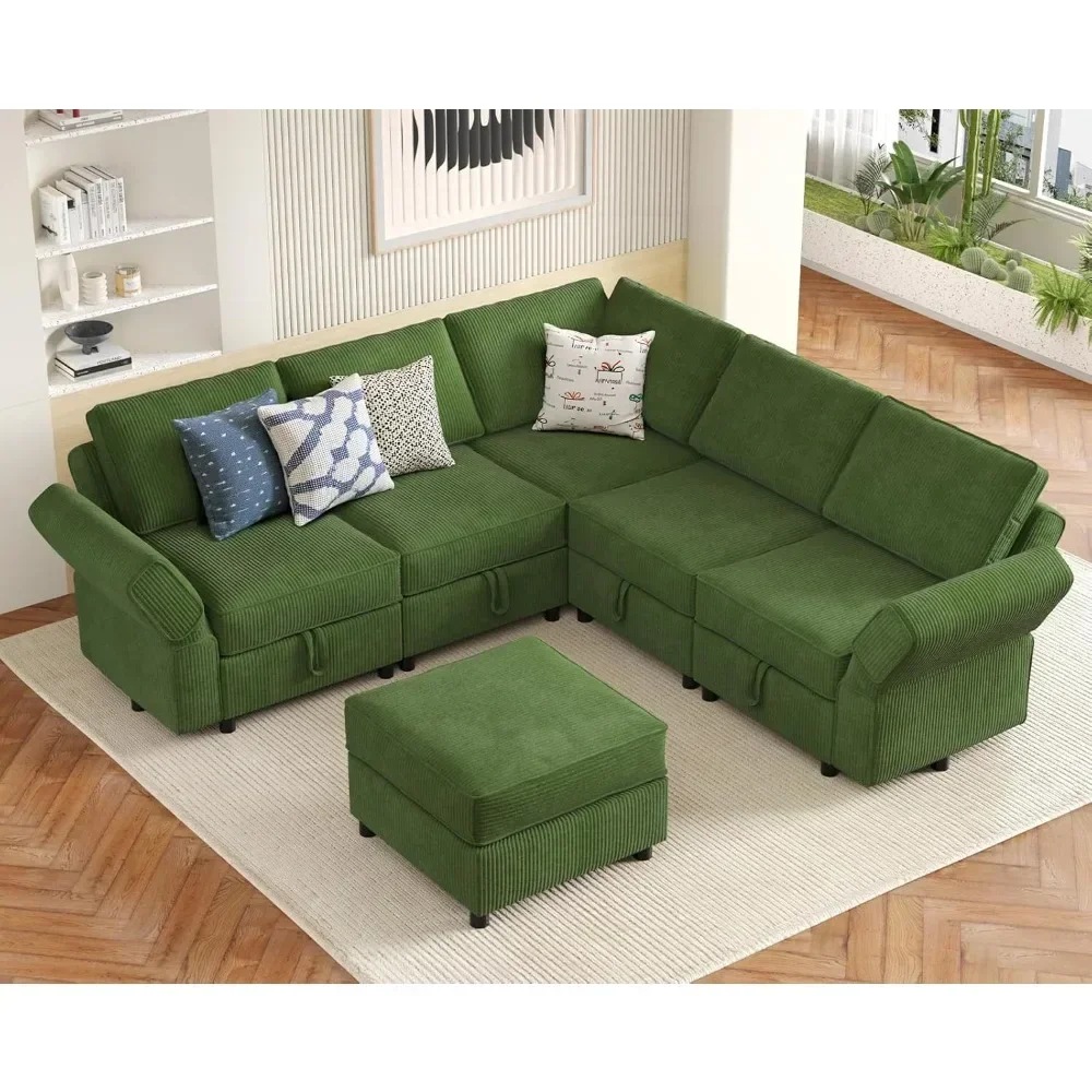 

Postmodern Nordic Minimalist Green L Shape Sectional Sofa Sleeper Modular,Couch With Storage,Convertible Bed
