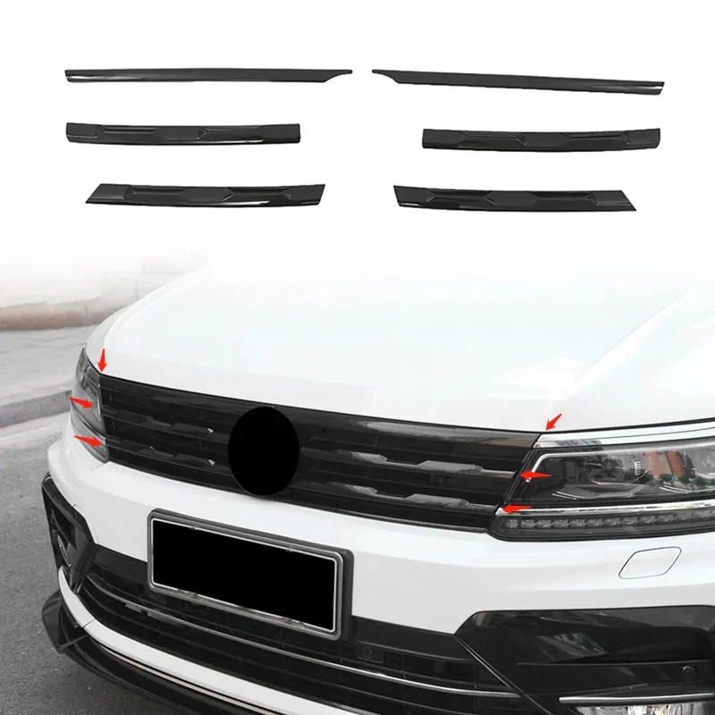 

For VW Tiguan MK2 2016-2021 Car Front Bumper Mesh Center Grille Grill Moulding Strips Cover Trim Chromium Styling