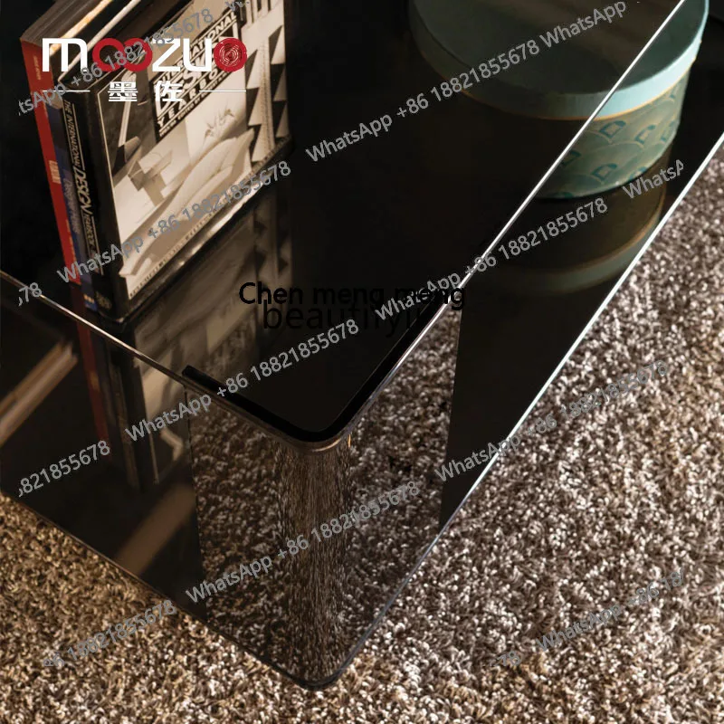 Italian minimalist tempered glass tea table post-modern rectangular sofa coffee table designer personalized coffee table H
