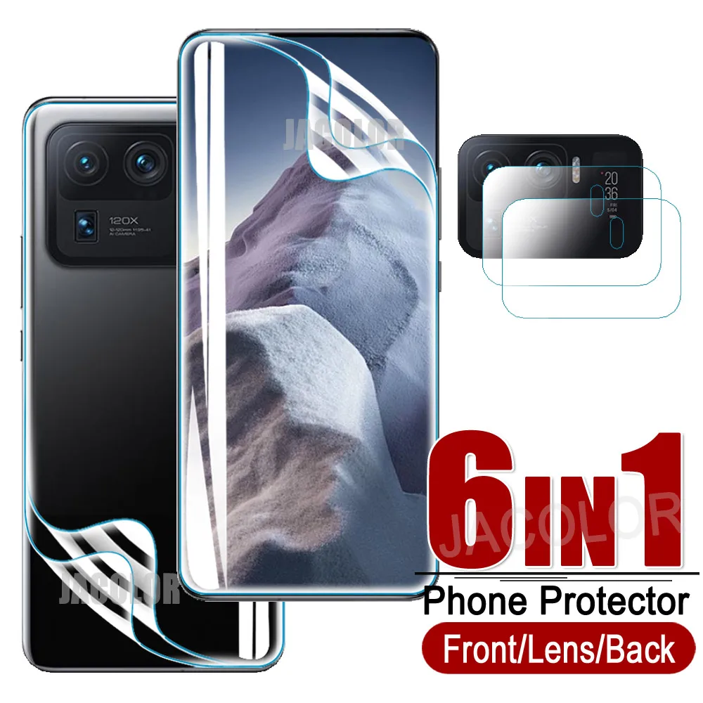 6in1 Hydrogel Protector For Xiaomi Mi 11 Ultra 11X Pro Screen Soft Film+Back Cover Gel Film+Lens Glass For Xiaomi 11t Pro 11Lite