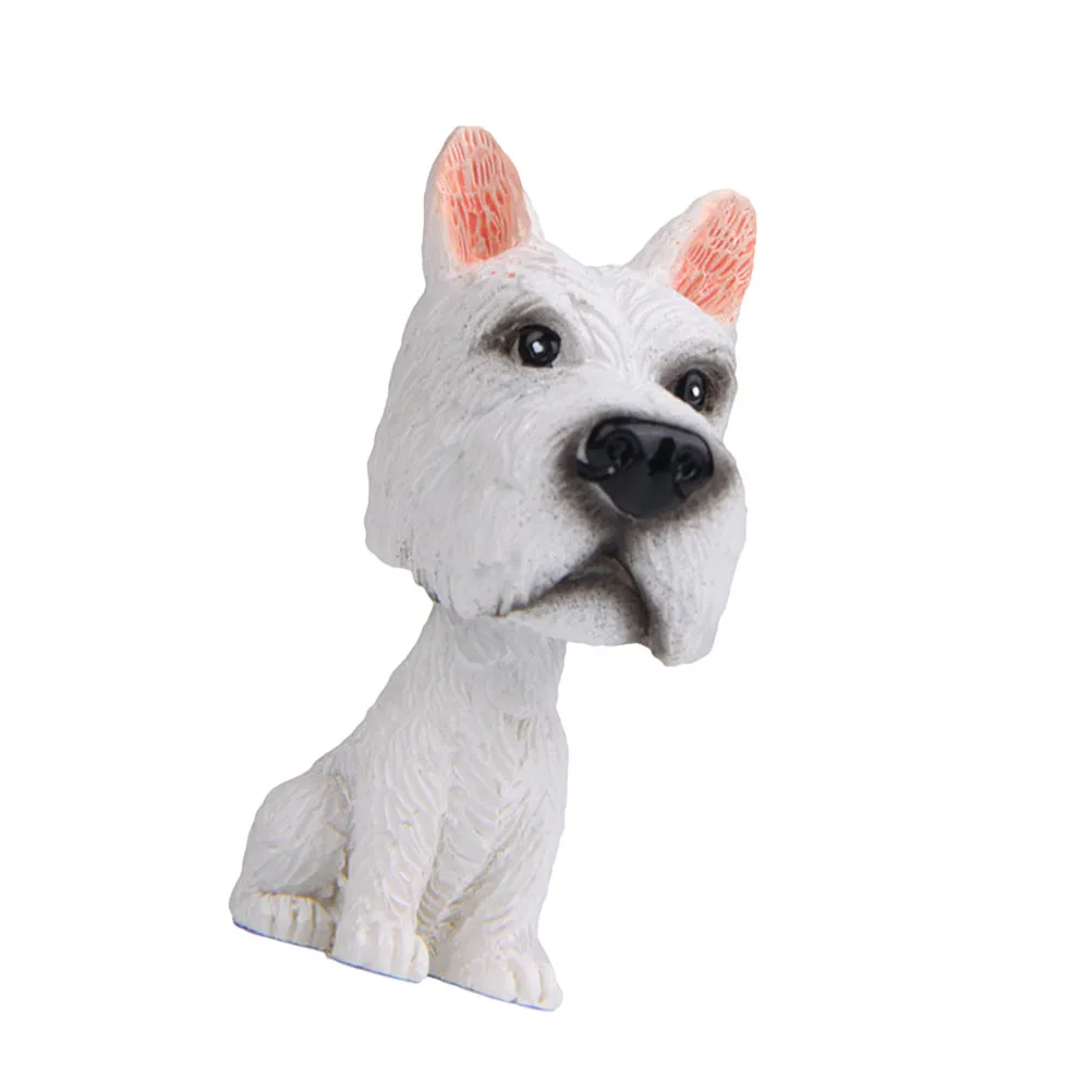 Nodding Schnauzer Dog Car Decoration Cute Resin Puppy Sitting Posture Shaking Head Car Ornaments Cartoon Accessories Display