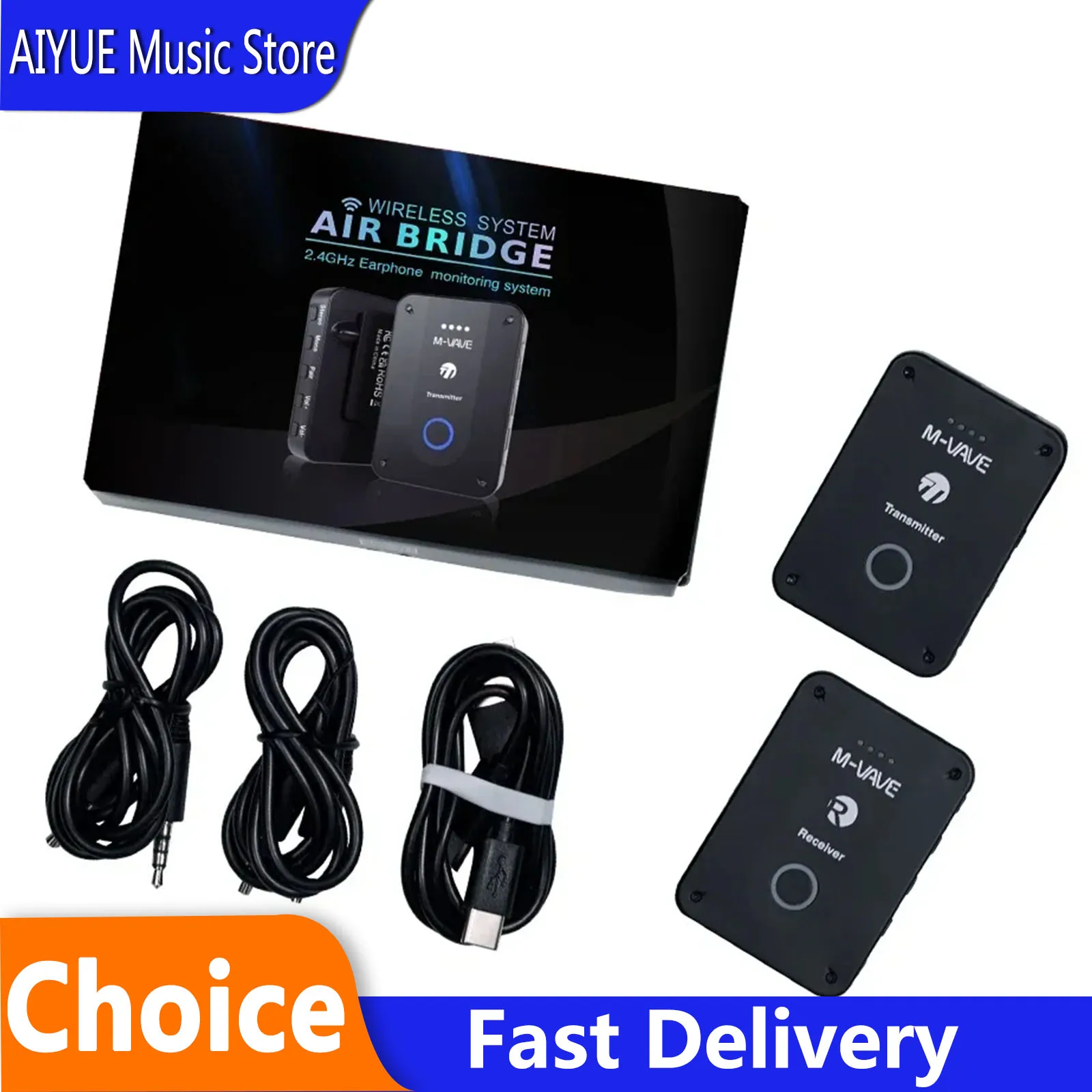 M-VAVE WP-9 Wireless Earphone Monitor 2.4G Transmitter Receiver Rechargeable Support Stereo Mono Recording Cuvave Function