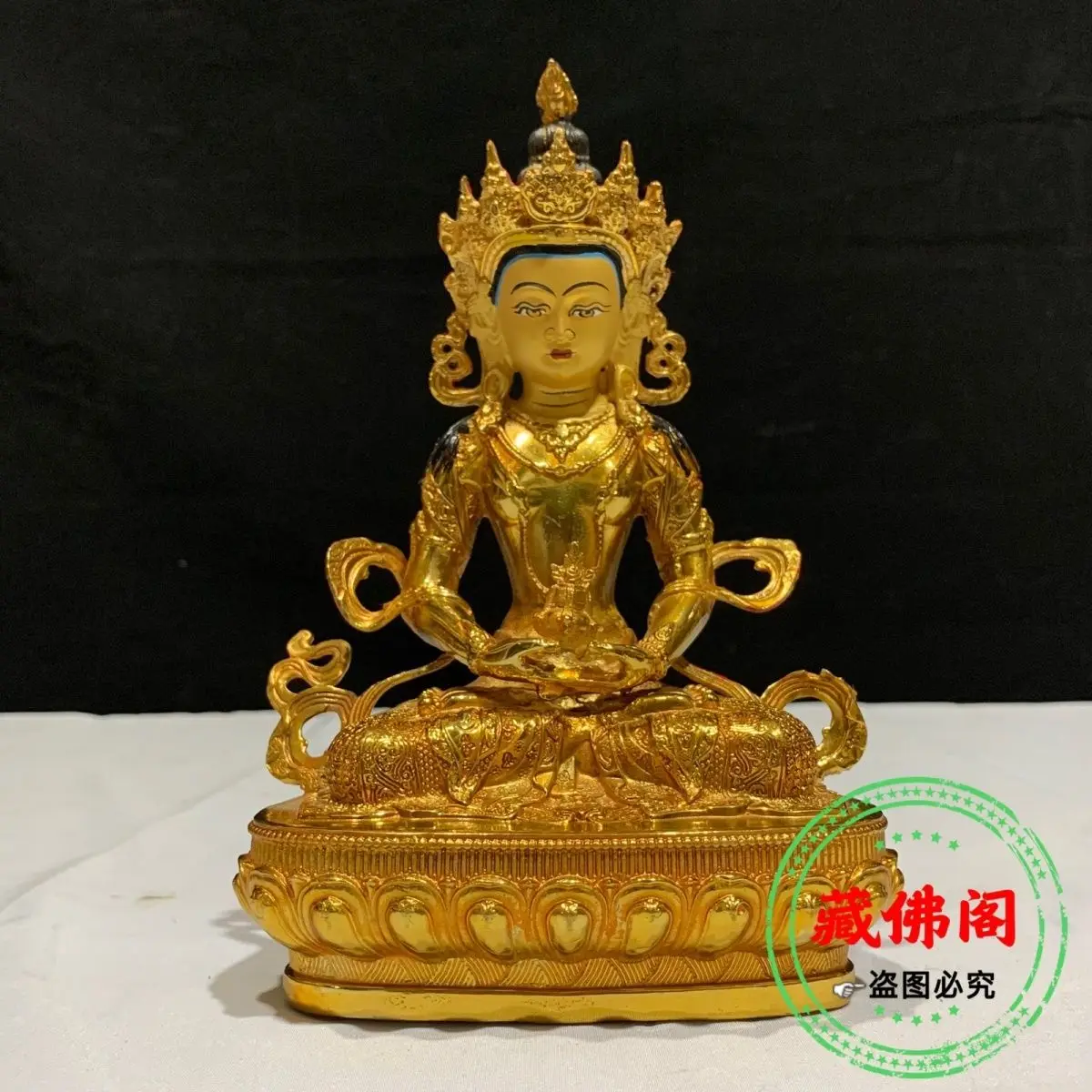 

21 cm longevity Buddha pure copper Seiko gilt bronze statue ornaments Guanyin Bodhisattva Tibetan Buddha statue home living room