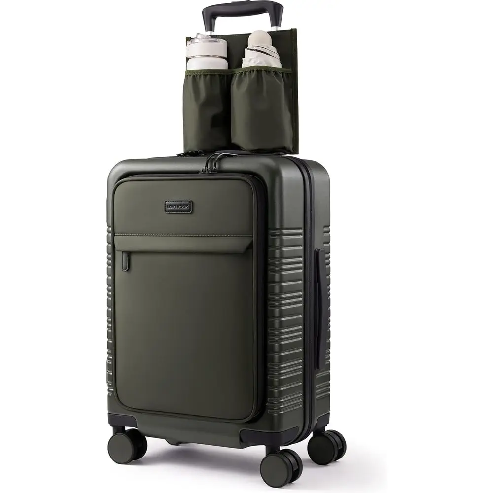 

21-дюймовый жесткий чемодан для ручной клади со съемным чехлом, одобренный авиакомпаниями, на колесиках-спиннерах, с замком TSA, цвета хаки, комплект из 2 предметов