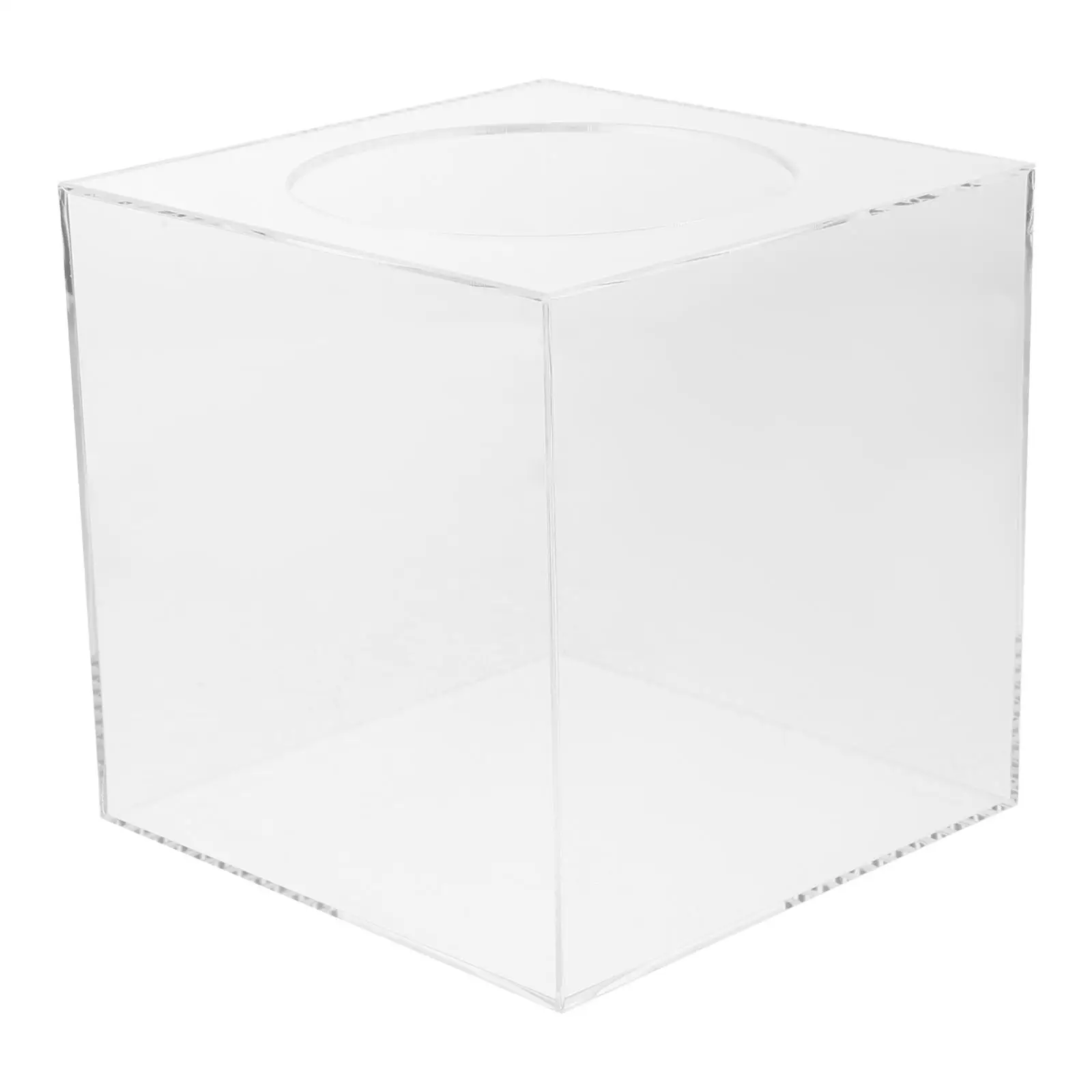 

Lottery Box 15x15x15cm Acrylic Raffle Ticket Container Transparent Multi-function Ballot Box for Meeting Party Donation