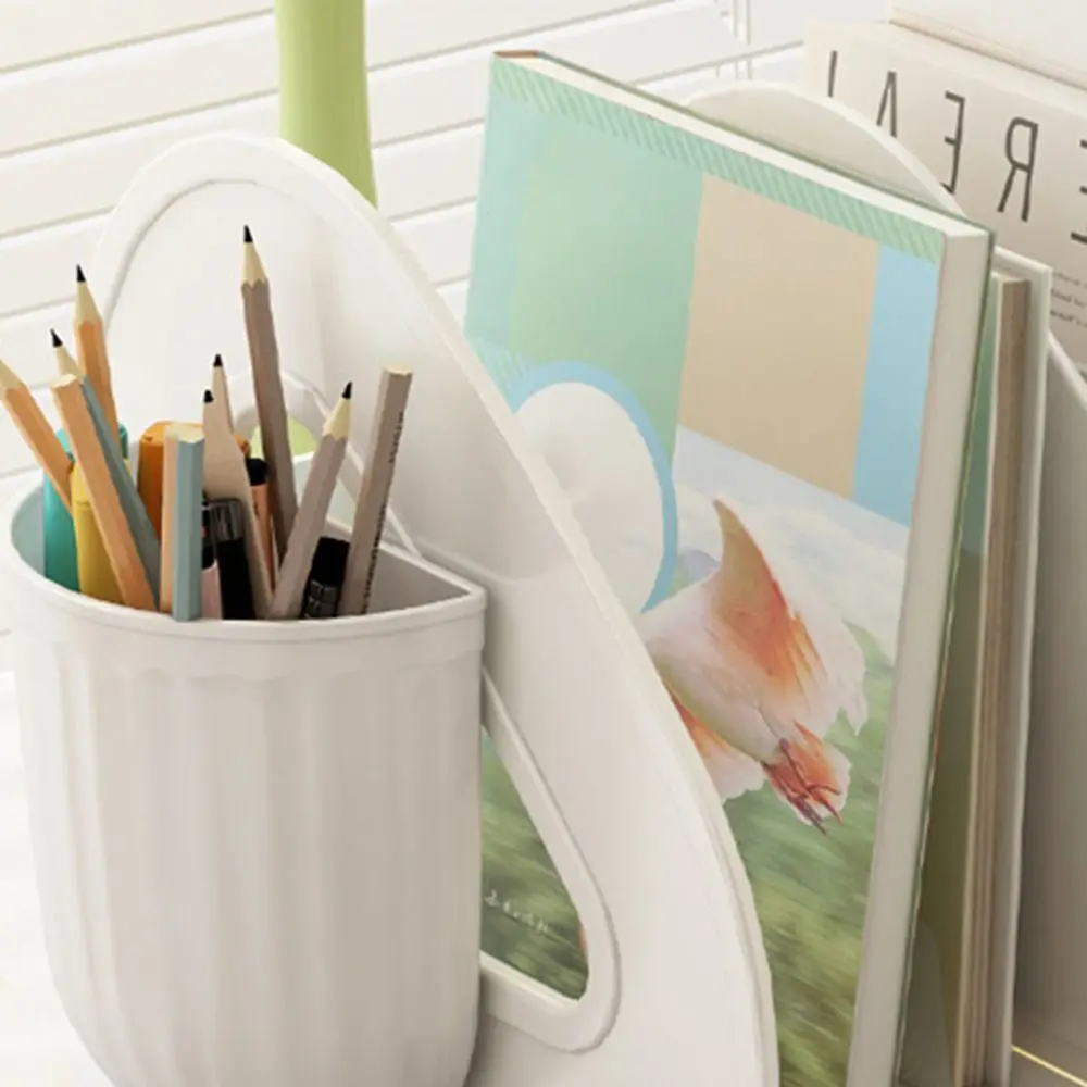 Creative Desktop Book Stand Desk Plastic Transparent Storage Box Pen Holder Bookcase Office File Student Book Shelf