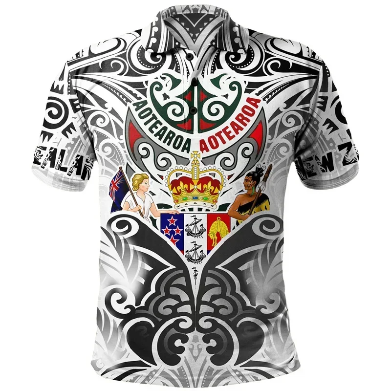 

New polo shirts New Zealand NZ Flag Maori Rugby 3D Print Tops Lest We Forget Graphic Polo T Shirt For Men Fashion Vintage Clothe