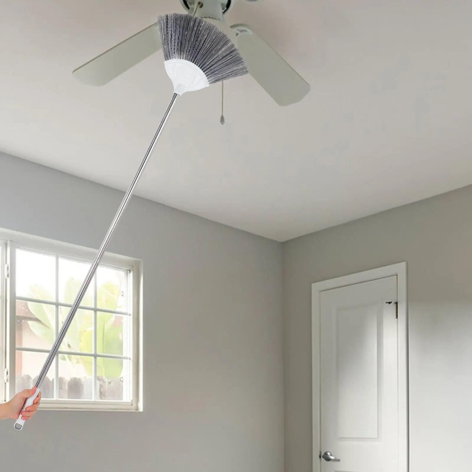 

Набор для уборки высоких поверхностей: удлиненная штанга 4,46 м для очистки до 5 м высоты, легкая щетка для удаления паутины, очиститель для потолочных вентиляторов