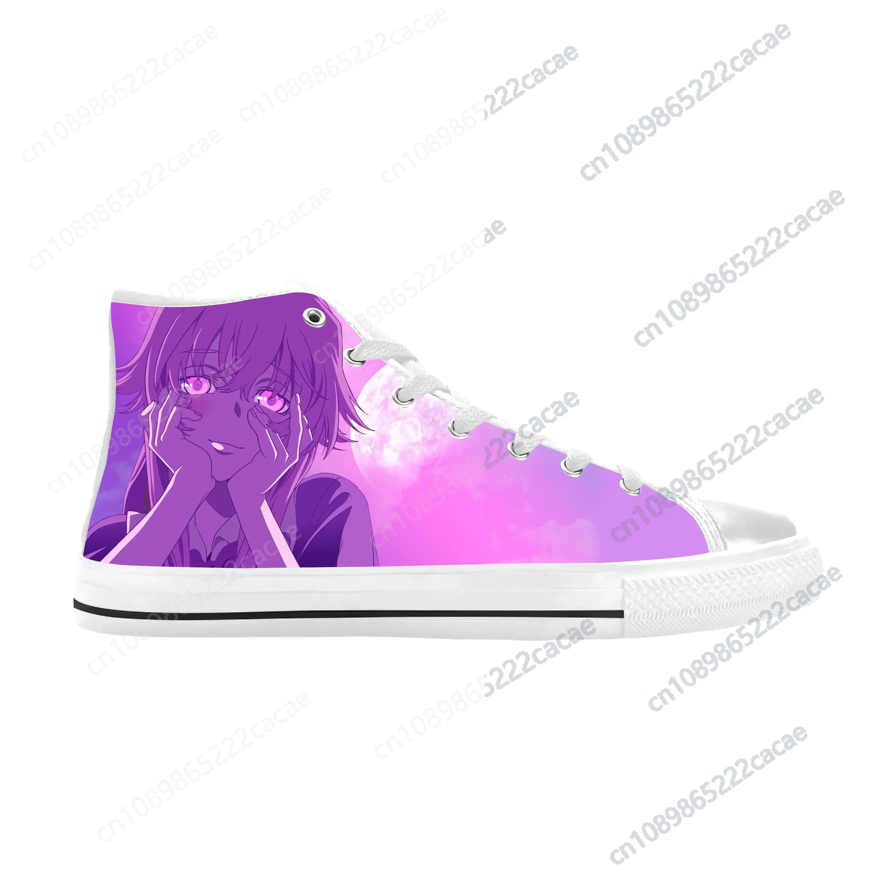 Japanese Anime Manga Future Diary Gasai Yuno Cute Casual Cloth Shoes High Top Comfortable Breathable 3D Print Men Women Sneakers