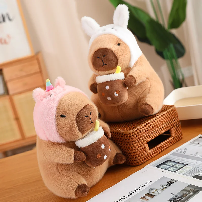 Kawaii Transform Capybara Series Plush Doll Capybara Transform Bread Bouquet Avocado Dinosaur Unicorn Rabbit Fun Plush Doll