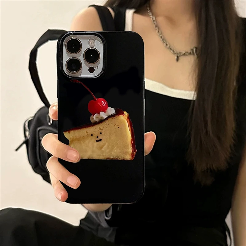 Suporte de telefone bolo basco fofo e delicioso adequado para acessórios iPhone 17 16 Pro