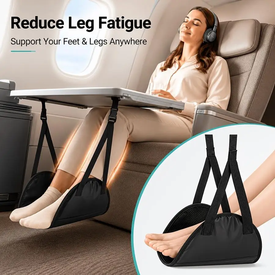 1/5/10/20/50/100pcs [Leg Hangers Foot Rest Pad] 1 Portable Soft Polyester Airplane Pedal - Super Comfortable, Adjustable Height,