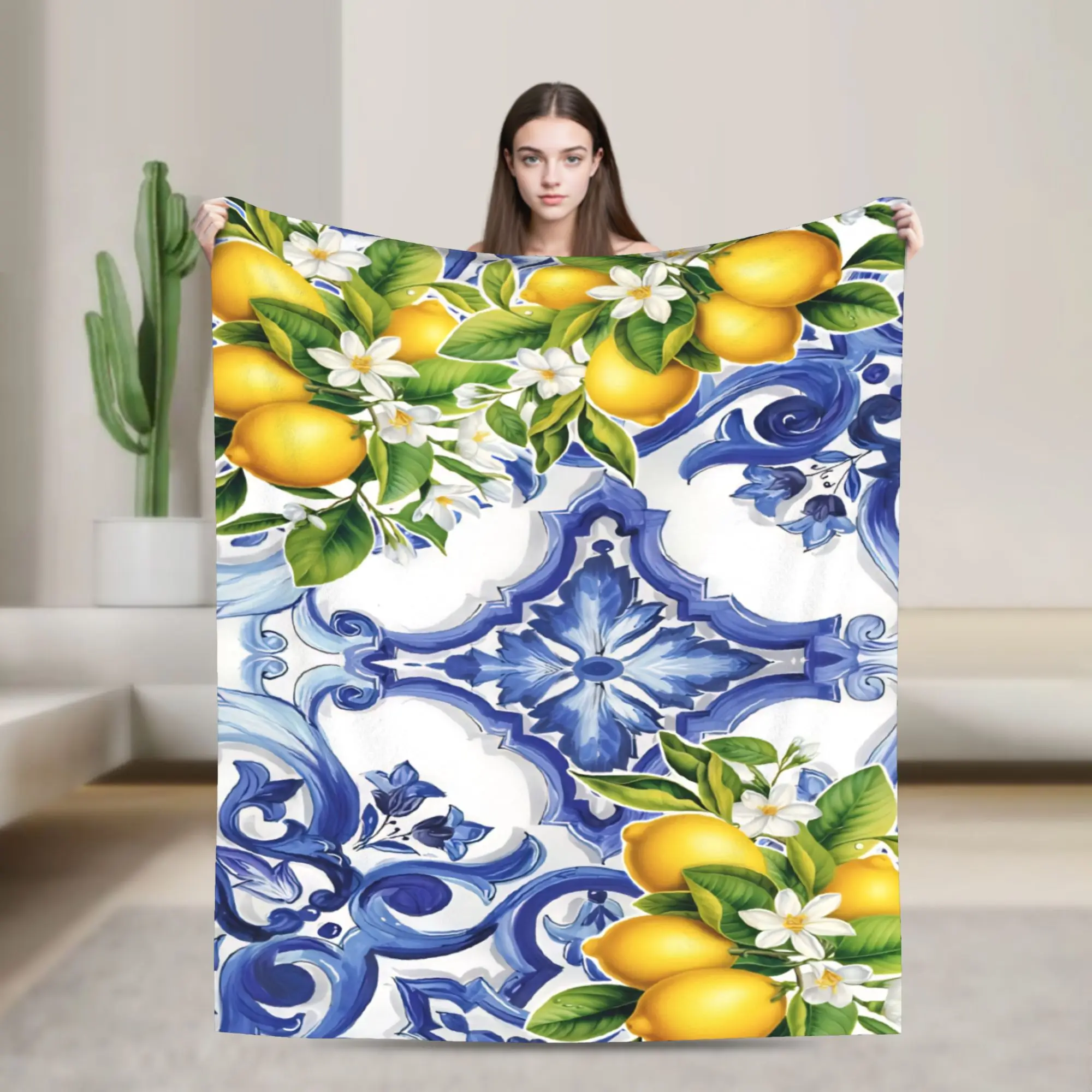 Cozy Lemon Sicily Rectangle Blanket Accessories Home Decorative  Throw Blankets Lightweight Thin Velvet for Car