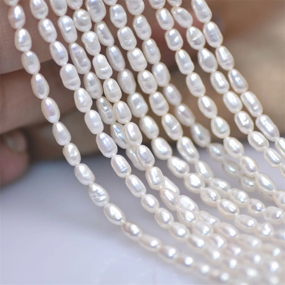 

Fashion Beautiful 4-5mm White Freshwater Pearl Rice Shape Beads For Jewelry Making DIY Necklace Bracelet 14" Wholesale Retail