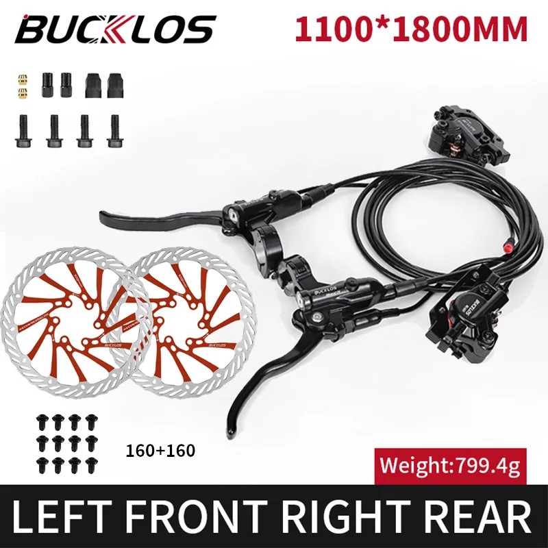 Electric Bicycle Brakes 2 Piston Hydraulic Disc Brake Bike/Scooter Brakes Kit 1100/1800mm Folding Bike Disc Brake Set Power-off image 3