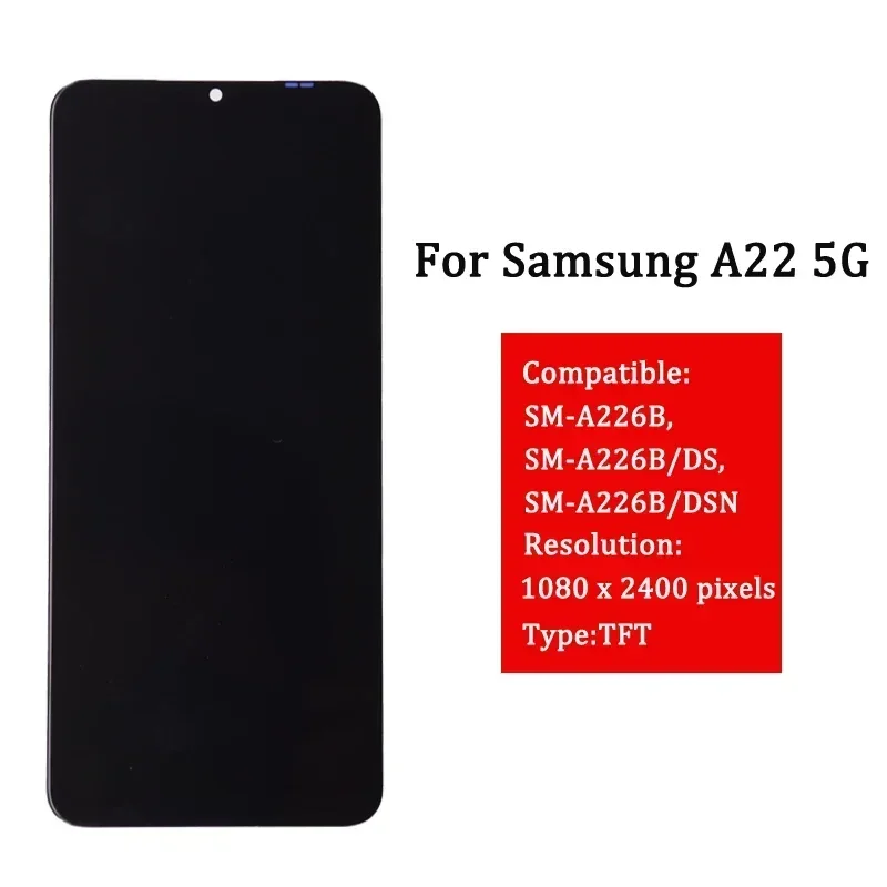 携帯電話用の交換用LCDタッチスクリーンパネル,Samsung a22,5g,a226,a226b,SM-A226B,dsn