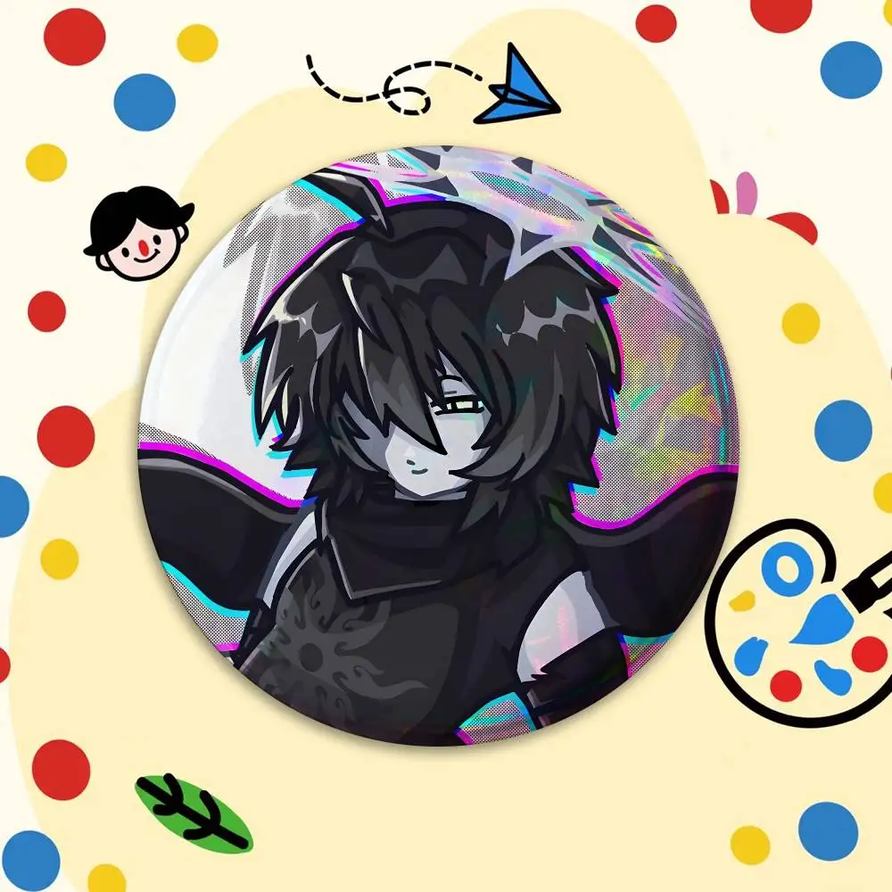 TwoTime Forsaken Acrylic Reflective Pin Tinplate Round Brooch Cartoon Cosplay Badges for Bag Hat Toys Gifts