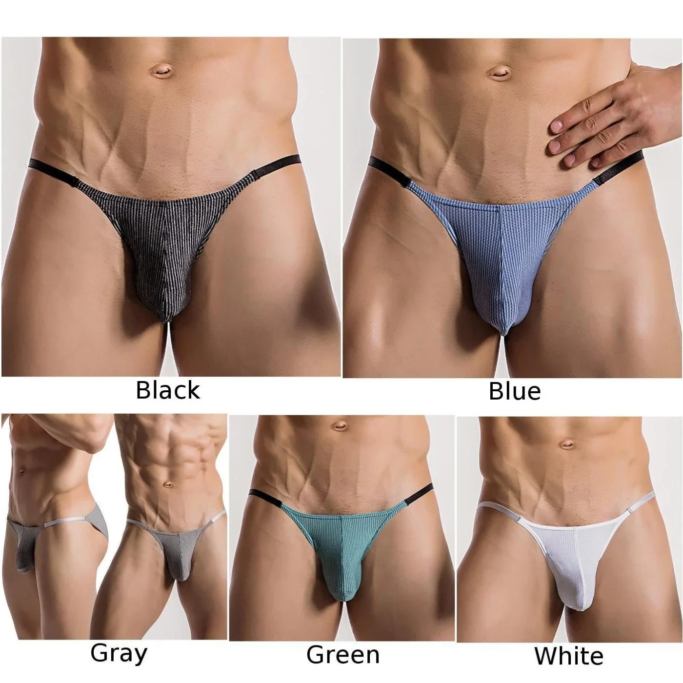 Men\\\'s Briefs Sexy Low Rise Briefs Thong T-Back G-String Breathable Lingerie Underpants Solid Color Male Underwear Comfortable