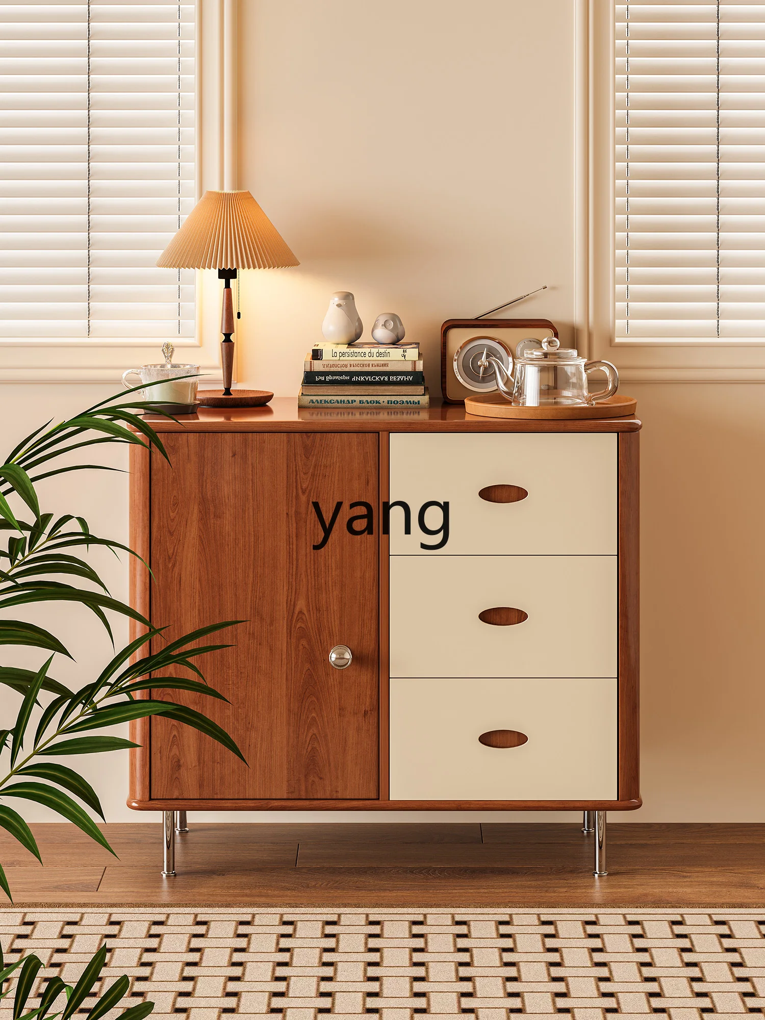 LMM Solid Wood Chest of Drawers Living Room Sideboard Cabinet Room Tailstock Clothes Closet Wall Locker