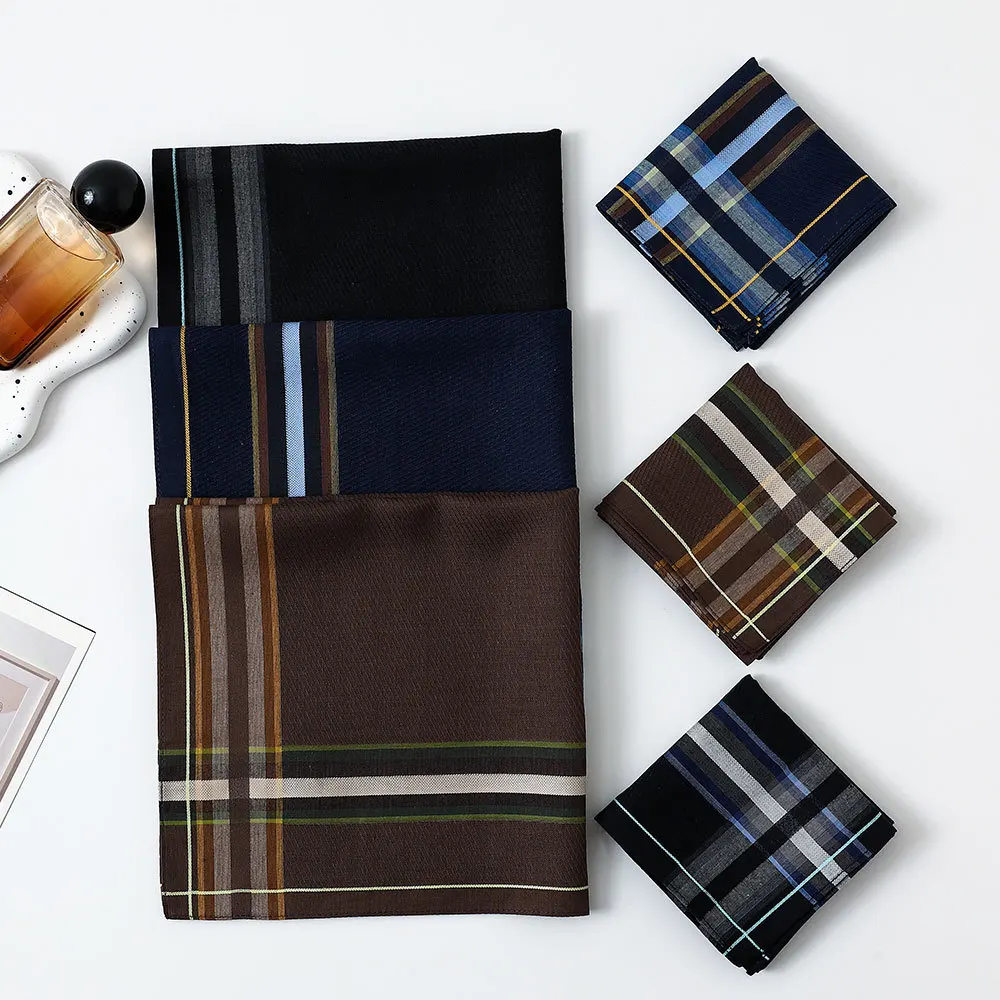 3/6 قطعة الرجال منديل القطن الخالص الكلاسيكية المتناقضة اللون منقوشة منشفة اليد دعوى جيب منشفة الساتان خمر العرق 43 سنتيمتر