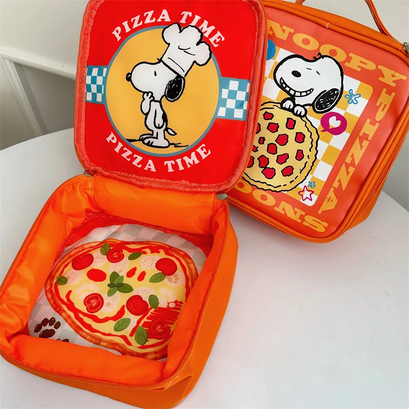 Snoopy Pizza Cosmetic Bag High-color Value Large-capacity Portable Handbag Cartoon Dirty-resistant Waterproof Wash Storage Bag