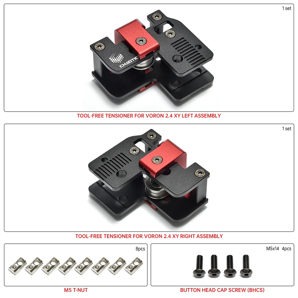 CHAOTICLAB CNC Tool-free XY-Axis Tensioner for For Voron2.4 R1 R2 250/300/350mm 3D Printers Precision CNC Molding