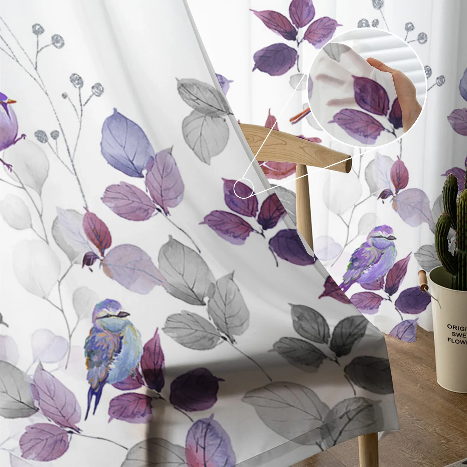 Imagem -05 - American Country Estilo Mockingbird Cortinas Sheer Tulle Cortina Cozinha Janela Cortinas Home Decor Sala Folha do Quarto