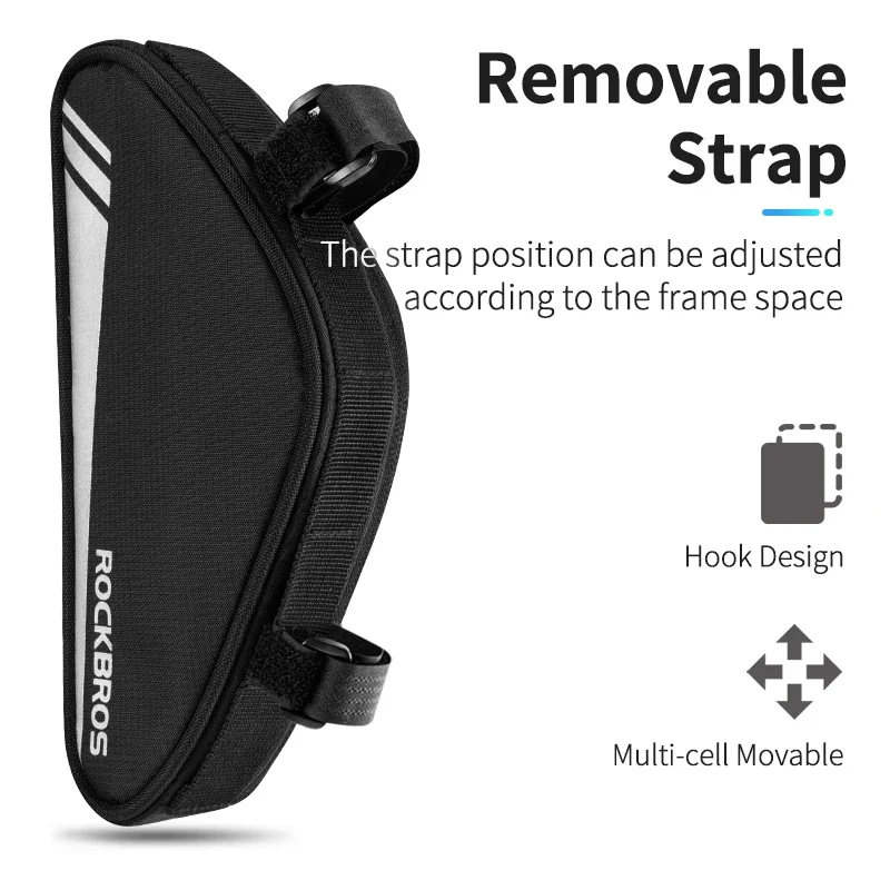 ROCKBROS Triangle Beam Bag Bicycle Top Tube Bag Bike Saddle Bags MTB Road Bike Phone Bags 0.7L High Reflective Bike Accessories