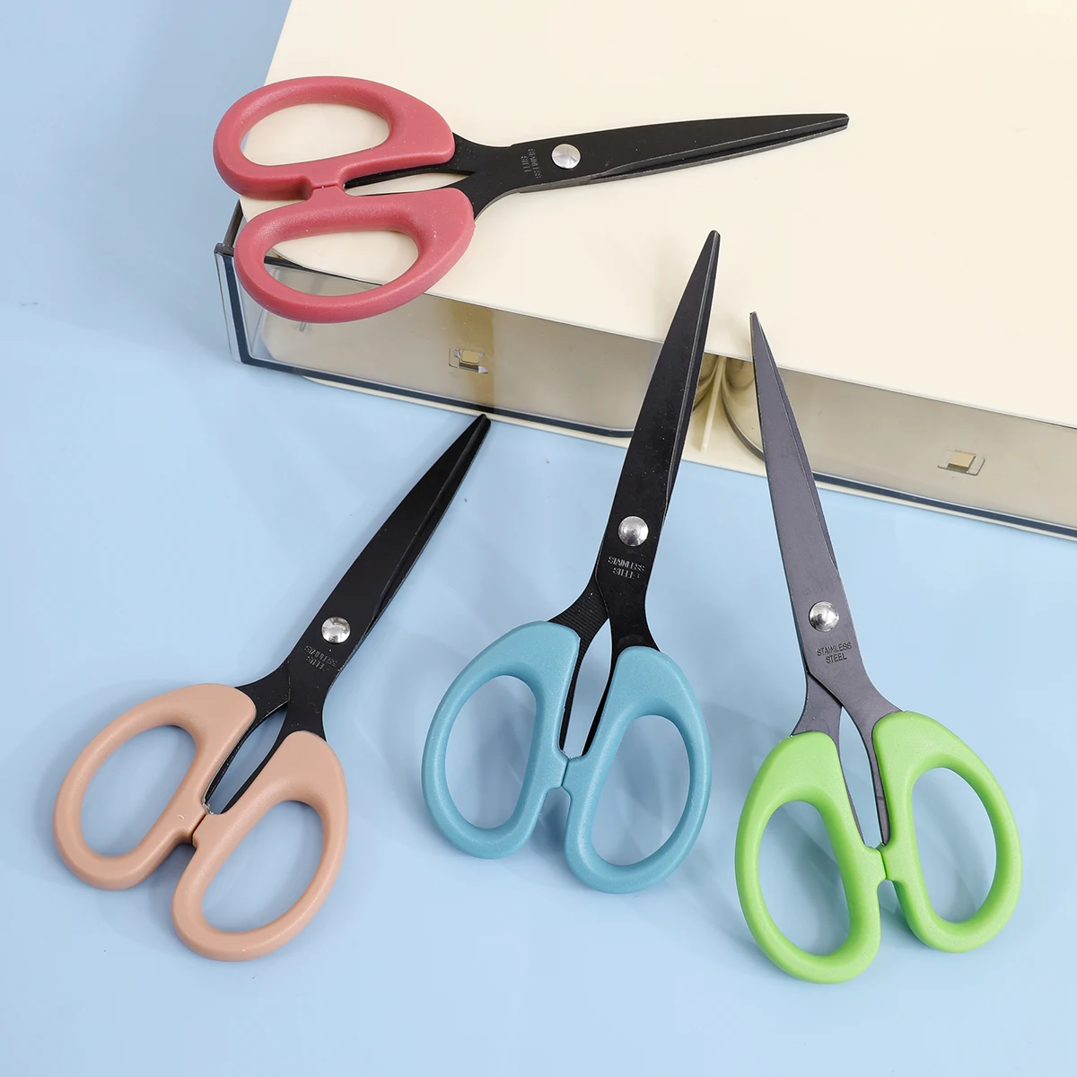 1pce Black Office Scissors 6.1 Inch Sharp Scissor Stainless Steel Blade Shears Straight ABS Handle Shear for All Purpose