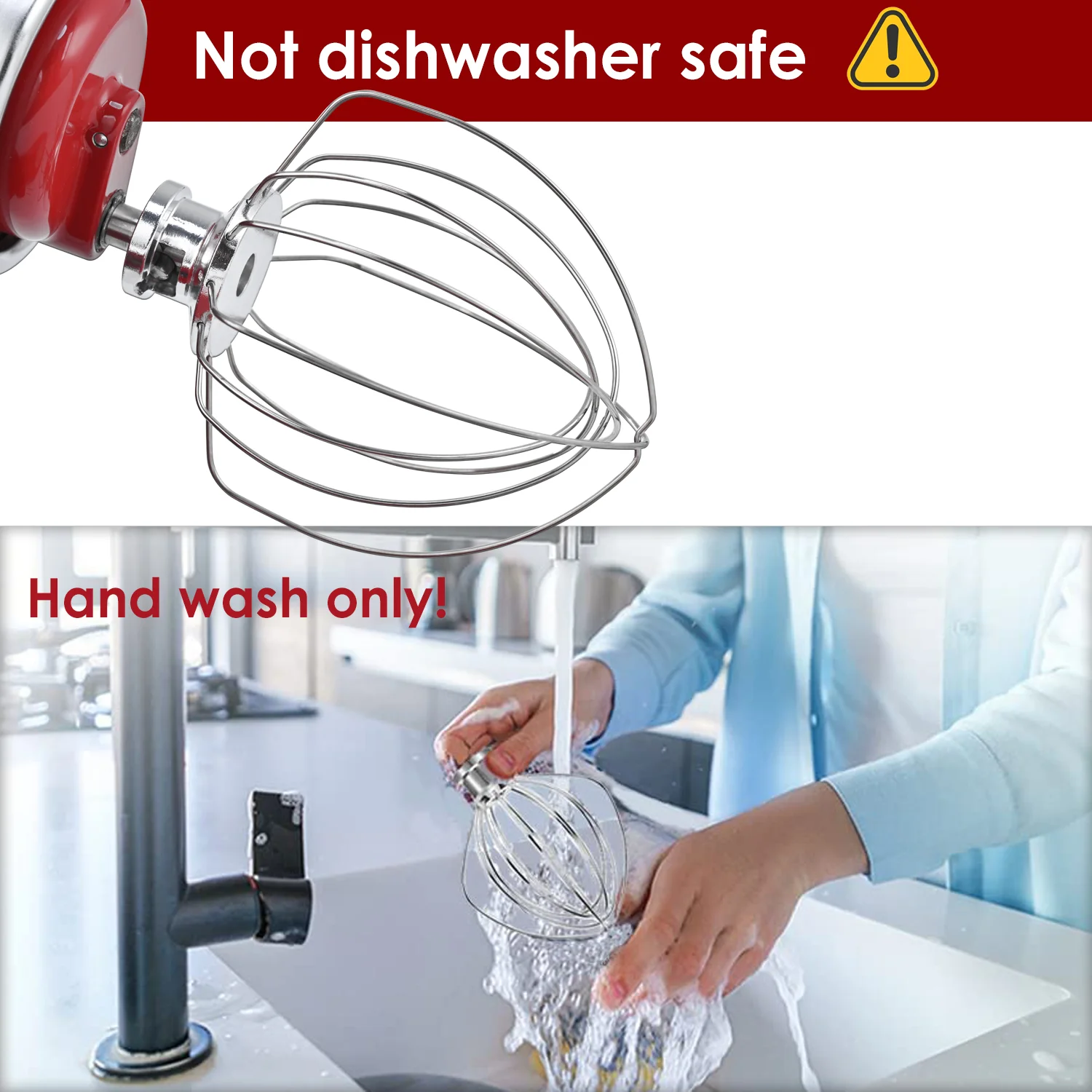 K45WW Steel Wire Whip for KitchenAid Artisan Series Tilt-Head Mixer 4.5 & 5 Quart Bowl 6 Wire whisk