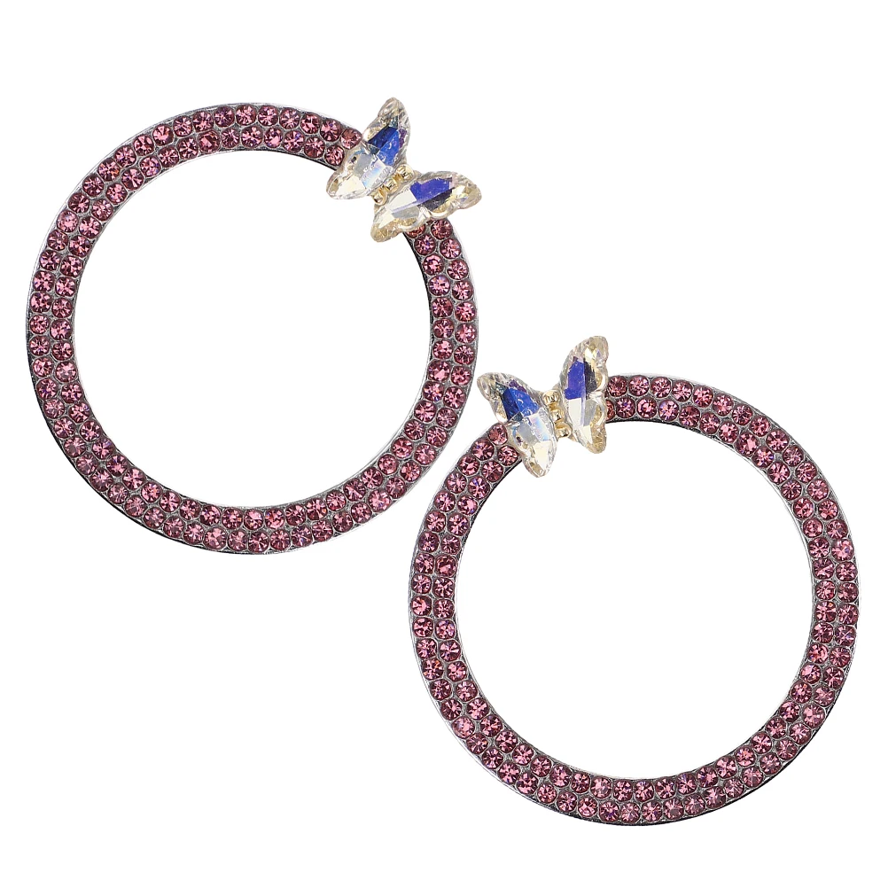 

2Pcs Car Ignition Button Cover Push Start Engine Start Ring Crystal Butterfly Sparkling Decorative Cover Car Interior Decoration