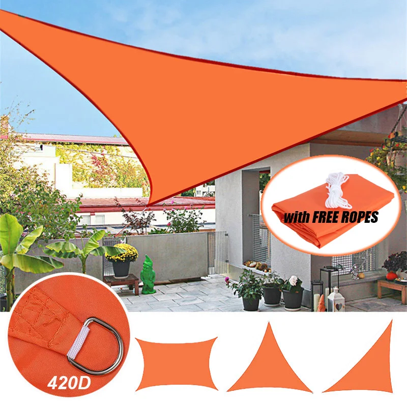 

420D Outdoor Awning Waterproof Sun Shade Sail Garden Canopy For Terrace Yard Car Canvas Rectangle Triangle Sun-Shelter Orange