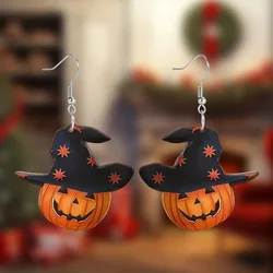 Pumpkin Head Dangle Earrings Acrylic Trendy Halloween Ghost Festival Ornaments Unique Handcrafted Jewelry for Women and Girls