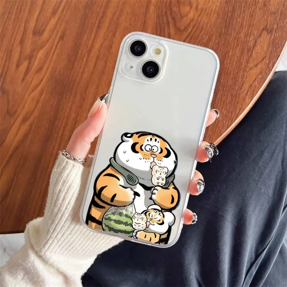1pc Casing Ponsel Harimau Kecil Gemuk Transparan Untuk IPhone 17 16 15 14 13 12 11 PRO MAX PLUS Mini Penutup Lembut Ramah Kulit