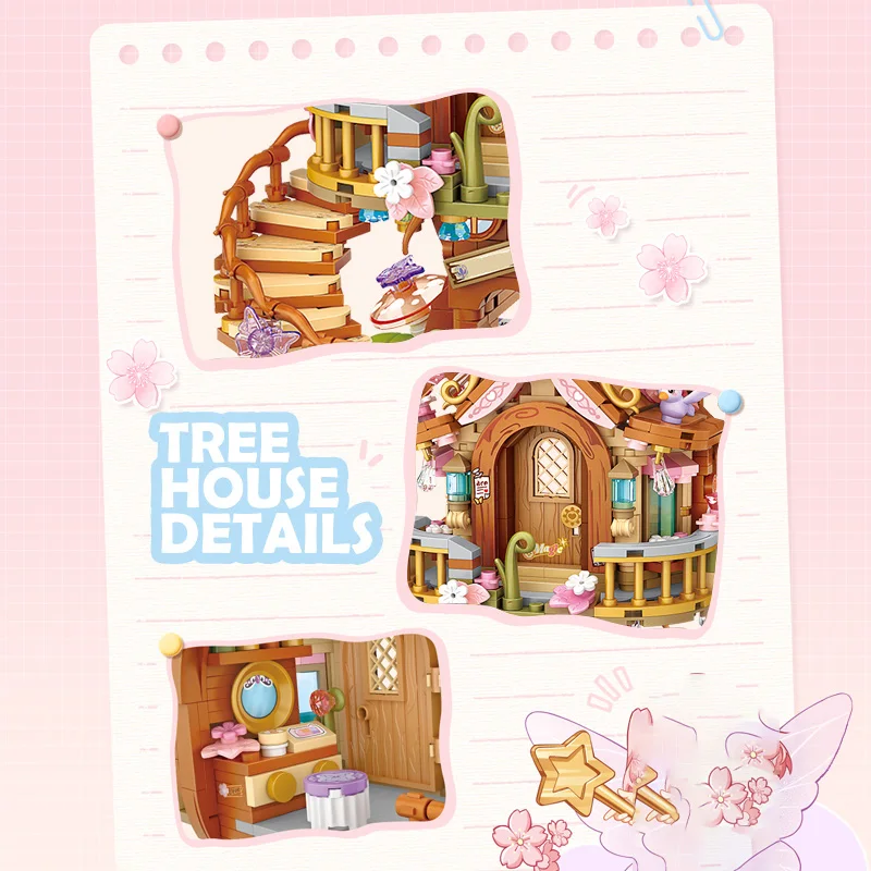 LOZ-1381 cerisier arbre maison poupée bricolage maison 3D modèle créatif assemblage filles et enfants blocs de construction jouet cadeau