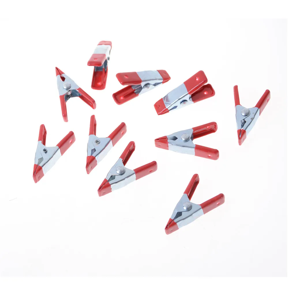 10 قطعة 2 "ميني المعادن الثقيلة الربيع المشابك التمساح كليب الأحمر البلاستيك نصائح أداة كليب حامل قبضة