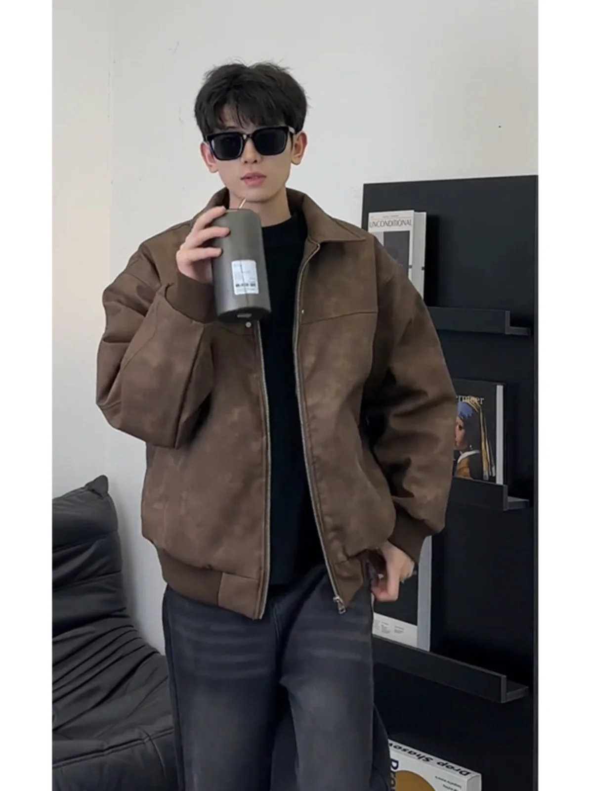 

Мужская куртка Cleanfit из замши, модная, высококачественная, в стиле «американский пилот», бейсбольная, хлопковая, свободного кроя, с металлическими декоративными элементами