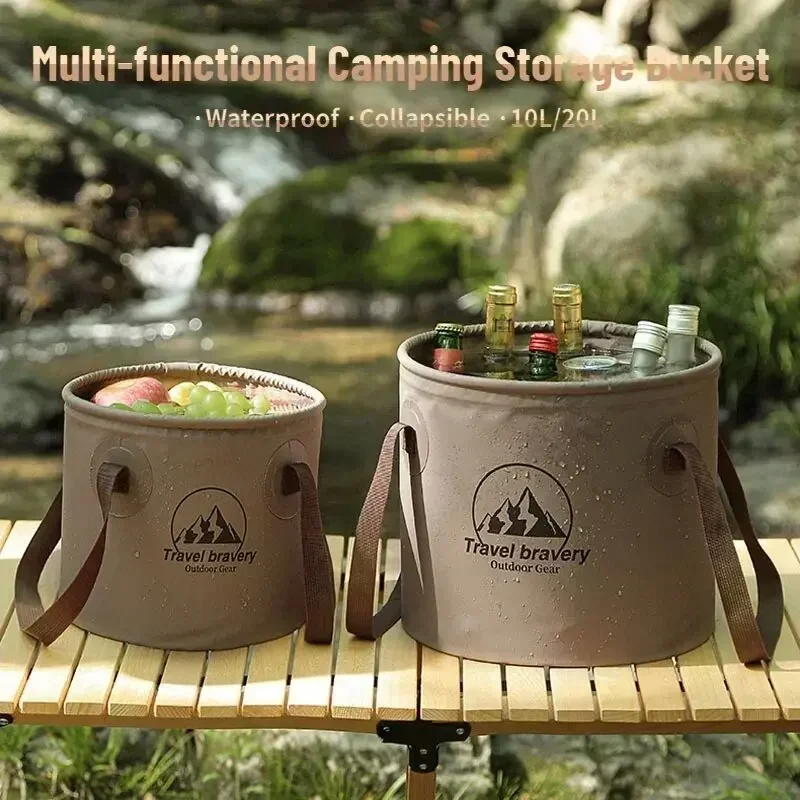 5/10/20L Outdoor Multifunctional Bucket Collapsible Portable Travel Bucket Large Capacity Carrying Bucket Camping Fishing Bucket