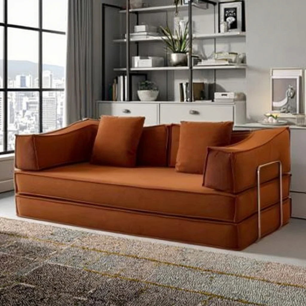 Convertible Colorful Modern Straight-Arm Convertible Corduroy Folding Boneless Recliner Compressed Sofa Bed for Apartment