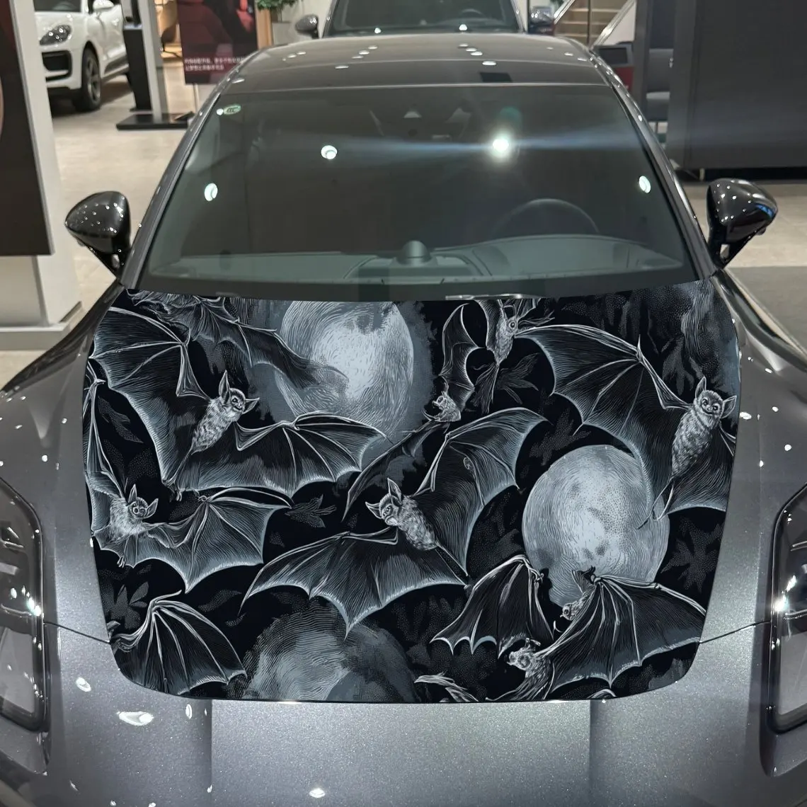 

Car Decals A Bat Swarm In Moonlit Scene Close - Up With Eerie Wings And Mystic Atmospheric Allure Car Hood Sticker, Waterproof S