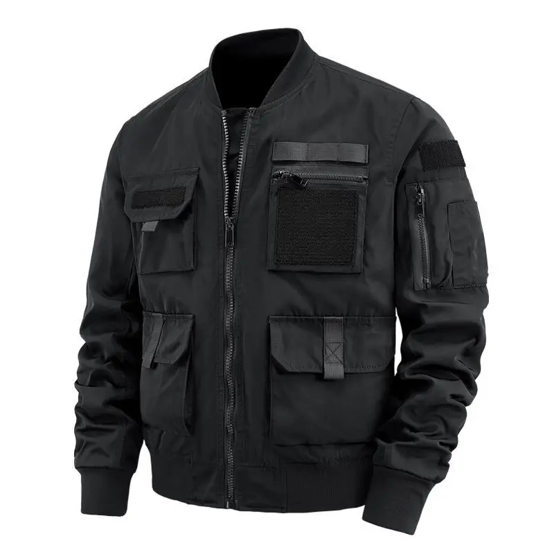 American Style Hunting Ball Jacket Multi-Pocket Workwear Retro Baseball Coat Long Sleeve Standard Fit Four Seasons Universal